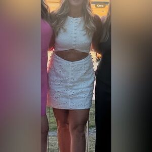 Sabo Skirt White Eyelet Cutout Pencil Skirt